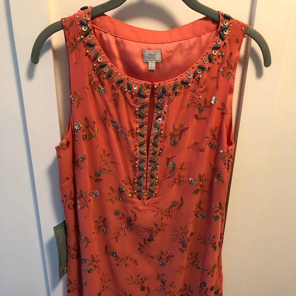 NWT Coral, Gold and Teal Embellished Dress